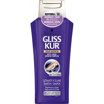 Schwarzkopf Gliss Kur Kur Ultimate Volume šampón pre regeneráciu a objem jemných spľasnutých a poškodených vlasov 250 ml
