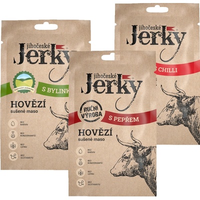 Jihočeské Jerky Jihočeské Jerky hovězí s bylinkami 20 g