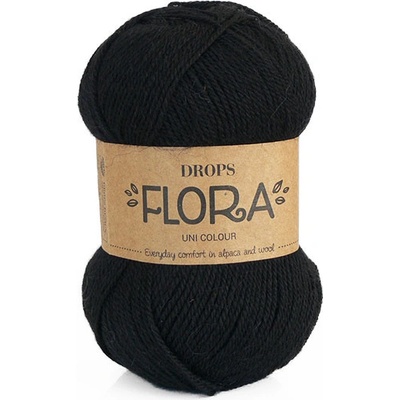 Příze DROPS Flora uni colour 06 - černá