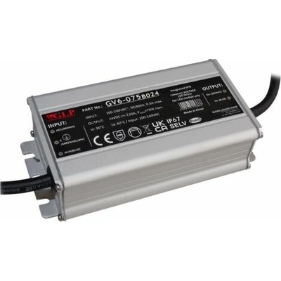 GLP GV6 spínaný zdroj IP67 12V / 24V - 24V, 75W