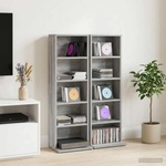 vidaXL Кабинет за CD 2 бр. Сив Сонома 33 x 23, 5 x 97, 5 см (8012701)