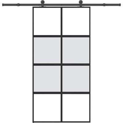 vidaXL Плъзгаща се врата с обков 102, 5x205 см Закалено стъкло алуминий (3333012)