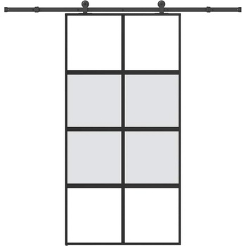 vidaXL Плъзгаща се врата с обков 102, 5x205 см Закалено стъкло алуминий (3333012)