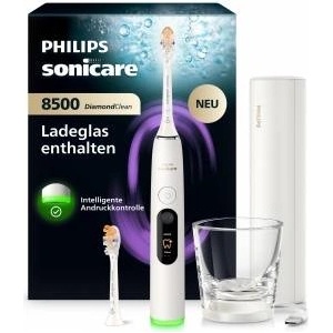 Philips Sonicare Next-Generation DiamondClean 8500 electric toothbrush - featuring smart pressure control and 18 settings, Powder White, HX8514/11