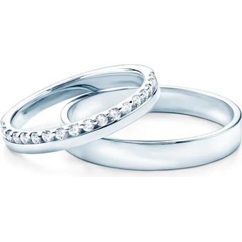 Image 1 of SAVICKI Сватбени халки Dream: бяло злато, бял сапфир, плоски. 3 мм