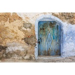 DIMEX ART Флизелинов фототапет стена със синя врата 375 x 250 см