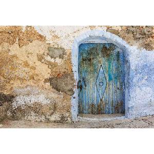 DIMEX ART Флизелинов фототапет стена със синя врата 375 x 250 см