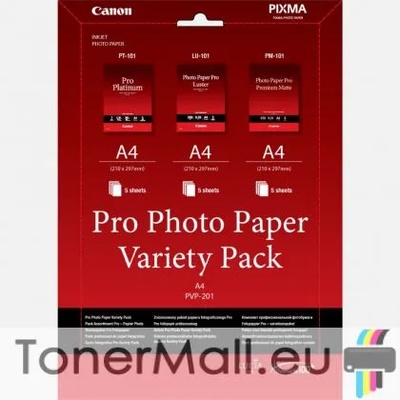 Canon Фотохартия Canon Pro Photo Paper Variety Pack PVP-201, A4, 15 sheets, 6211B021AA
