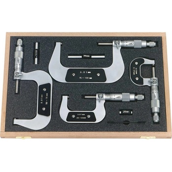 Helios Preisser 0800 513 sada třmenových mikrometrů 0 - 100 mm 0.01 mm DIN 863-1