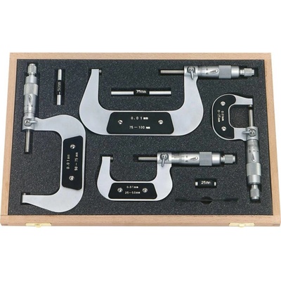 Helios Preisser 0800 513 sada třmenových mikrometrů 0 - 100 mm 0.01 mm DIN 863-1