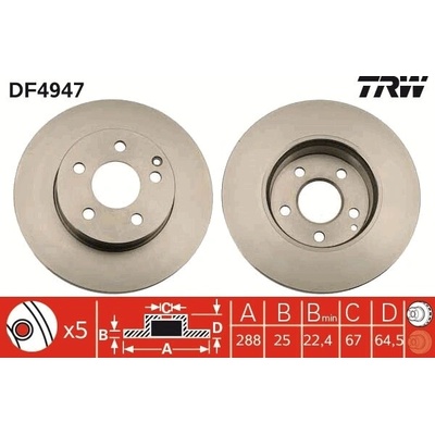 Brzdový kotúč TRW DF4947