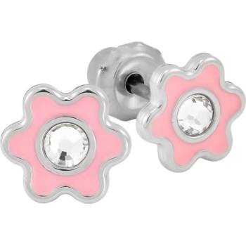 Inverness Сребърни обеци с цвете и кристал Inverness 6 мм Розови