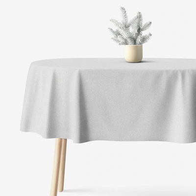 Goldea exkluzívny vianočný obrus strieborný s trblietkami oválny 120x160cm