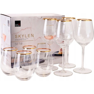 Royal Leerdam Skleničky na bílé víno skleničky na vodu Skylen bezbarvé žluté 8 x 380 ml