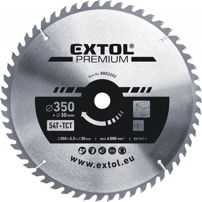 EXTOL PREMIUM Kotouč pilový s sk plátky, o 350x3,3x30mm, 54t 8803252