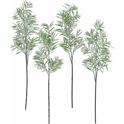 Větev zelená s jinovatkou 70 cm, set 4 ks