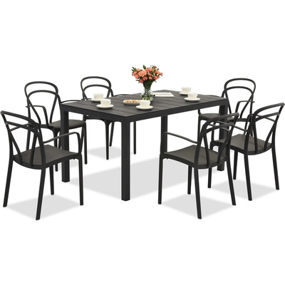 BICA Комплект градински мебели King/Vague антрацит за 6 души Bica (BC440ANT-6xBC312ANT)