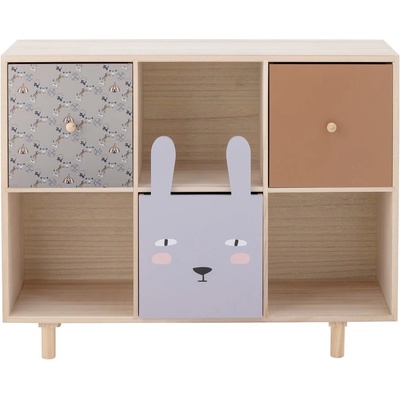 Bloomingville Mini Детски шкаф за книги от масивна дървесина Pavlovnia в естествен цвят 55x89, 5 cm Calle - Bloomingville Mini (82054166)