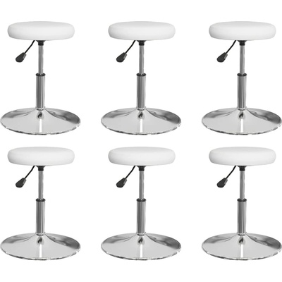 vidaXL Трапезни столове, 6 бр, бели, изкуствена кожа (3085588)