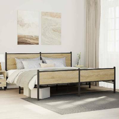zahrada-XL 3301404 Kovový rám postele bez matrace dub sonoma