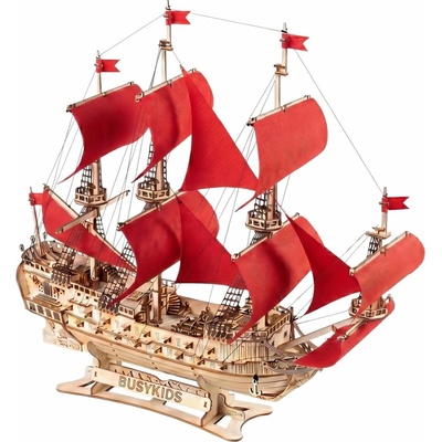 BusyKids Storm of the Seas 3D dřevěná loď, red