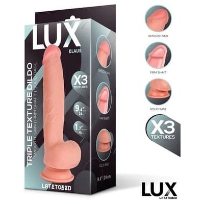 LUX Klaus trojitá textúra dildo s guľami 24 cm