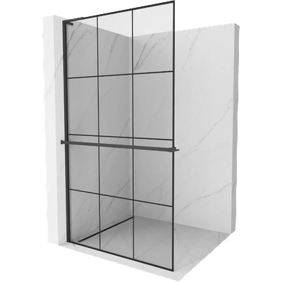 Mexen Kioto+ L душ параван с рафт Walk-in 110 x 200 см, черна решетка, черна - 800-110-123-70-77 (800-110-123-70-77)