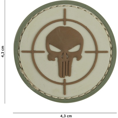 Gumová nášivka 101 Inc Punisher Sight - coyote
