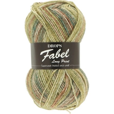 Drops Fabel Long Print 650 zeleno-hnědá