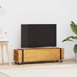 vidaXL ТВ стойка 110 x 30 x 30 см Кафяво Солидно тиково дърво (4009312)