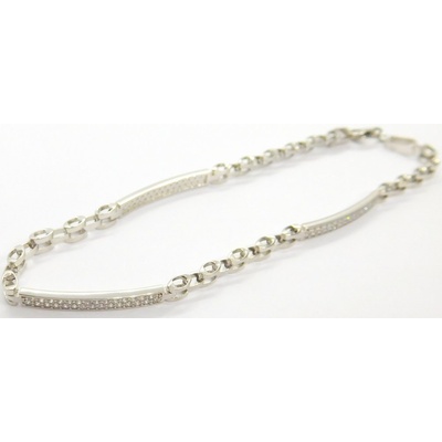 Klenoty Budín Mohutný dámský náramek z bílého zlata se zirkony HK7029