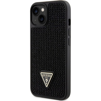 Pouzdro Guess Rhinestones Triangle Metal Logo iPhone 14 černé