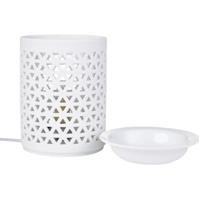 Lumivia Elektrická keramická aroma lampa s krajkovým dekorem matná bílá & odnímatelná miska