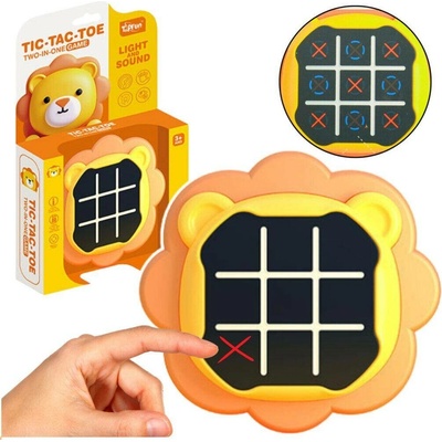 Elektronická hra 3v1 piškvorky a pexeso lev, oranžová
