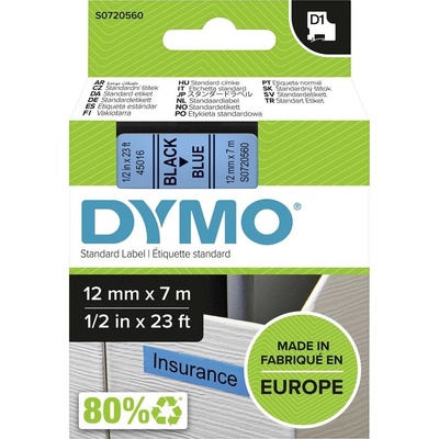 etikety DYMO D1 45016 polyester Farba pásky: modrá Farba písma:čierna 12 mm 7 m
