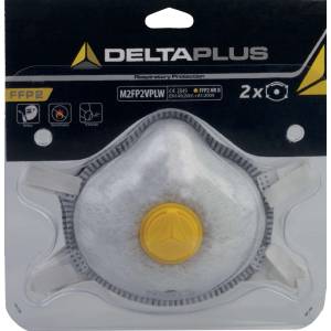 Delta Plus Респиратор delta m2fp2vplw / ffp2, с клапан, огнеупорен, 2 броя в опаковка - бял, регулируем (m2fp2vplw)