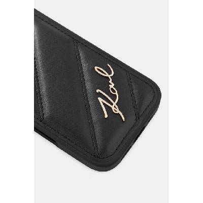 KARL LAGERFELD кейс за телефон от имитация на кожа iPhone 16 Pro (KLHCP16LPQDSMGK)