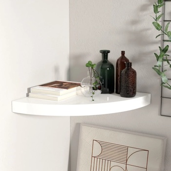 vidaXL 323907 Floating Corner Shelf High Gloss White 35x35x3, 8 cm MDF (323907)