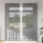 vidaXL Пердета от воал с примки, 2 бр, тъмносиво, 140x245 см (4102274)