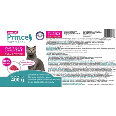 Prince Baby Powder Dezinfekcia štrku kyvety 400 g