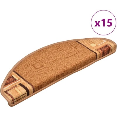 vidaXL Самозалепващи стелки за стъпала, 15 бр, бежови, 65x21x4 см