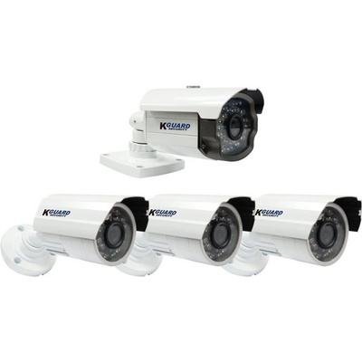 KGuard Комплект аналогови охранителни камери 3x KGUARD HW307E + 1x KGUARD HZ213A, 700 TVL, насочени ("bullet") камери, 3.6mm обектив, IR осветеност (до 30 метра), външни (CKT001)