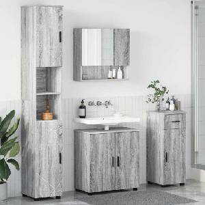 vidaXL Комплект мебели за баня 4 бр. Сив Сонома 61 x 35 x 64 см (3392979)