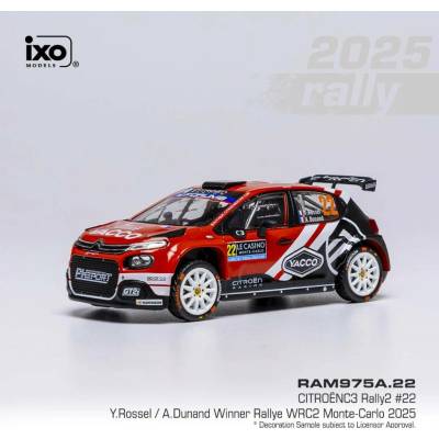 IXO Citroen C3 Rally2 Rallye Monte Carlo 2025 22 Rossel Dunand 1:43