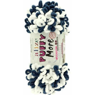 Alize Puffy More 6557 biela s tmavomodrou