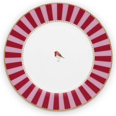Pip Studio Love Birds talíř Ø 21 cm červeno-růžový