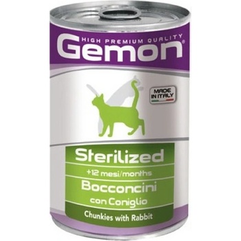 Image 1 of Gemon PATE CAT Chunkies Adult Sterilized with Rabbit - консерва - хапки за кастрирани котки със заешко 415 гр, Италия - 0711