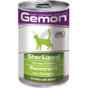 Gemon PATE CAT Chunkies Adult Sterilized with Rabbit - консерва - хапки за кастрирани котки със заешко 415 гр, Италия - 0711