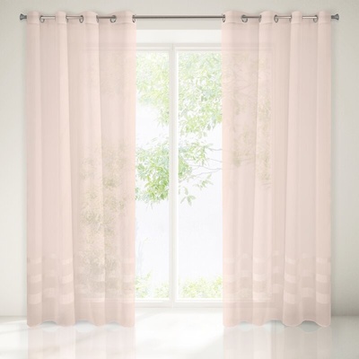 Takoy Dekorační záclona z matného etamínu zdobená pruhy s lesklou mohérovou nití-HF-361837 | 140 x 250 cm