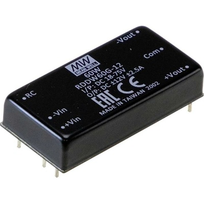 MEAN WELL RDDW60G-12 DC / DC menič napätia, DPS 2.5 A 60 W Počet výstupov: 2 x